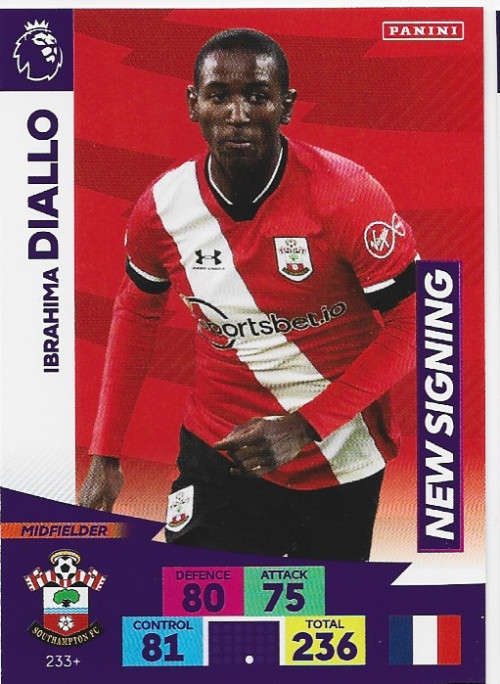 I. DIALLO (SAINTS) - EPL ADRENALYN `PLUS` 2020/2021 - `NEW SIGNING` TRADING CARD