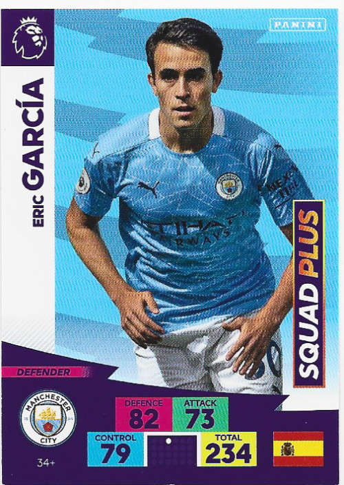 E. GARCIA (Man. City) - EPL ADRENALYN `PLUS` 2020/2021 - `SQUAD PLUS` TRADING CARD