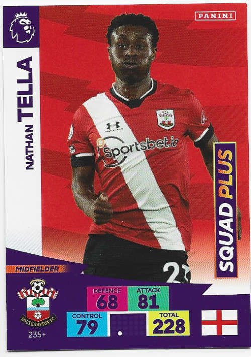 NATHAN TELLA (Saints) - EPL ADRENALYN `PLUS` 2020/2021 - `SQUAD PLUS` TRADING CARD