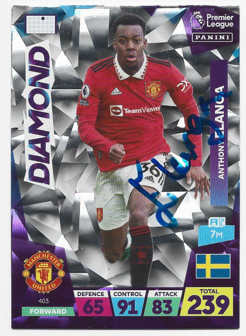 A. ELANGA (Man. United) - PANINI EPL 2023 -  Personally `AUTOGRAPHED` TRADING CARD