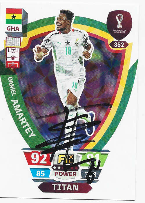 DANIEL AMARTEY (Ghana) - PANINI `FIFA WORLD CUP 2022` QATAR - Personally SIGNED TRADING CARD