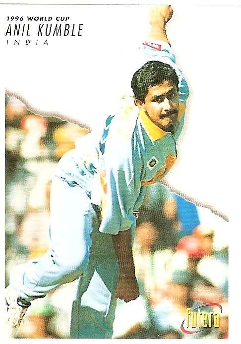 ANIL KUMBLE (India) - 1996 FUTERA CRICKET WORLD CUP COLLECTION - BASE TRADING CARD 47