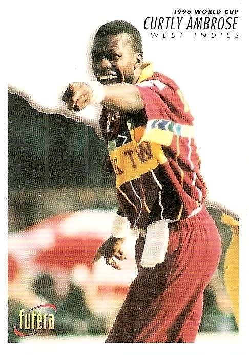 CURTLY AMBROSE (West Indies) - 1996 FUTERA CRICKET WORLD CUP COLLECTION - BASE TRADING CARD 44