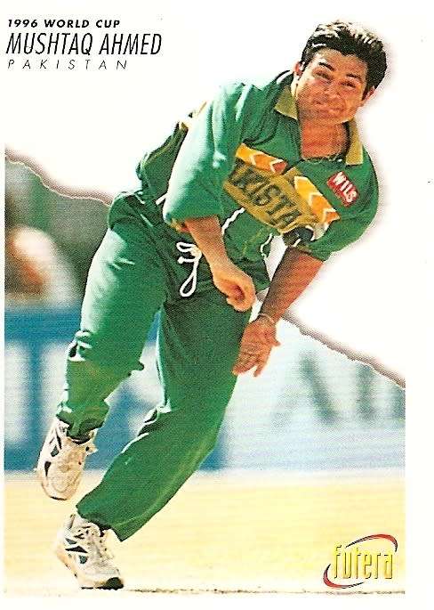 MUSHTAQ AHMED (Pakistan) - 1996 FUTERA CRICKET WORLD CUP COLLECTION - BASE TRADING CARD 13