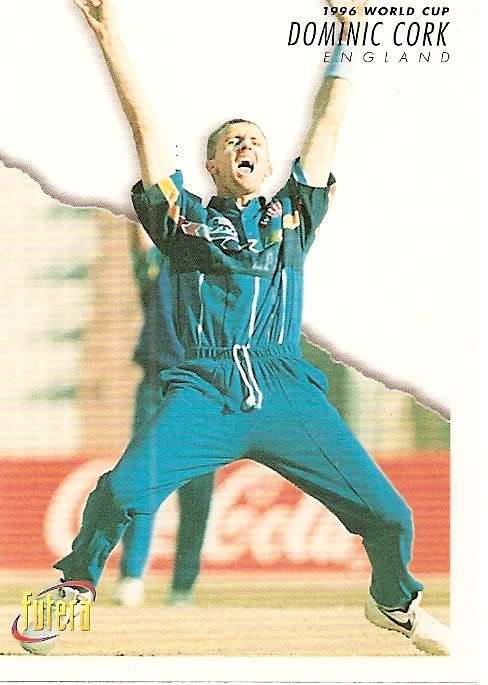 DOMINIC CORK (England) - 1996 FUTERA CRICKET WORLD CUP COLLECTION - BASE TRADING CARD 12