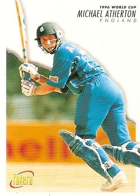 MICHAEL ATHERTON (England) - 1996 FUTERA CRICKET WORLD CUP COLLECTION - BASE TRADING CARD 9