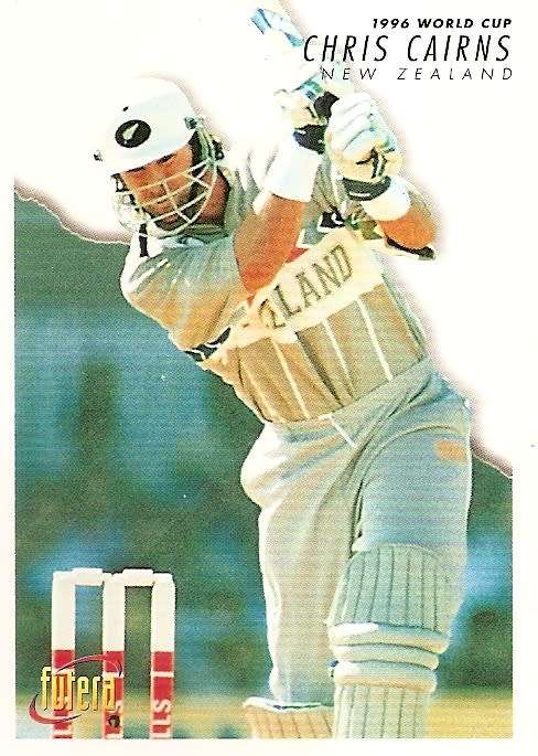 CHRIS CAIRNS (New Zealand) - 1996 FUTERA CRICKET WORLD CUP COLLECTION - BASE TRADING CARD 19