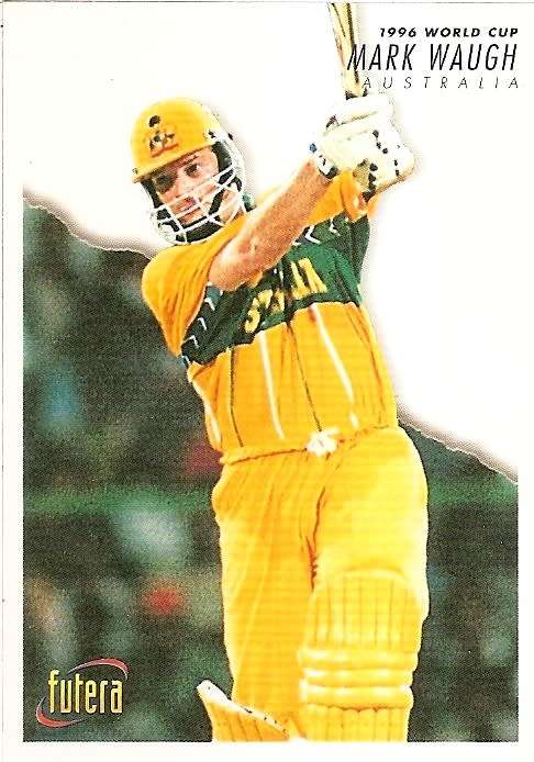 MARK WAUGH (Australia) - 1996 FUTERA CRICKET WORLD CUP COLLECTION - BASE TRADING CARD 15