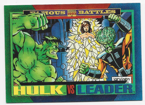 HULK vs LEADER - MARVEL UNIVERSE 1993 - FAMOUS BATTLES TRADING CARD 158