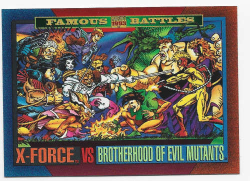 X-FORCE vs BROTHERWOOD - MARVEL UNIVERSE 1993 - FAMOUS BATTLES TRADING CARD 167