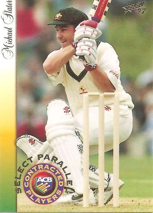 MICHAEL SLATER - SELECT `CRICKET COLLECTION 1997` - `CONTRACTED PLAYER` INSERT CARD P3