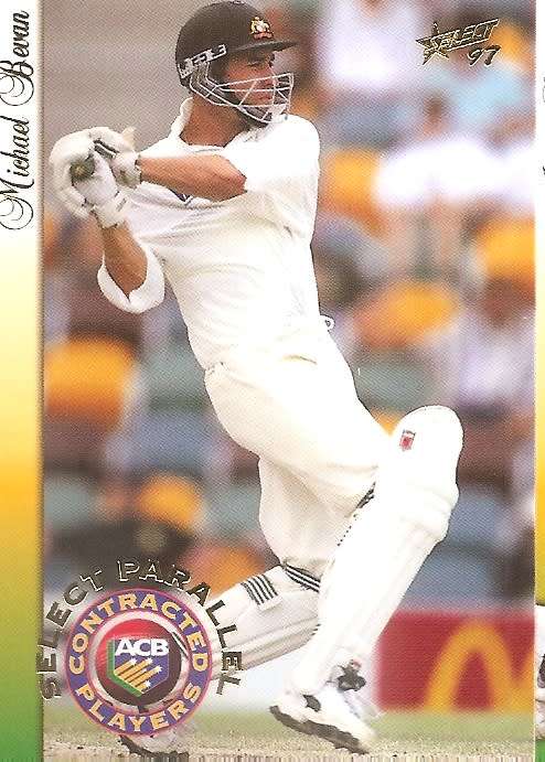 MICHAEL BEVAN - SELECT `CRICKET COLLECTION 1997` - `CONTRACTED PLAYER` INSERT CARD P11