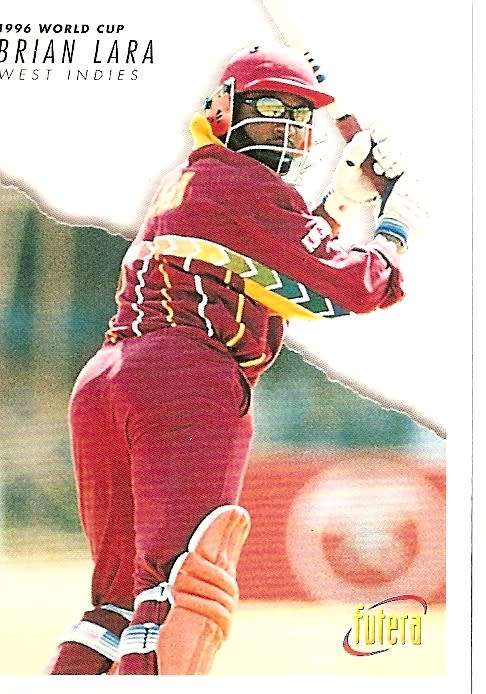 BRIAN LARA (West Indies) - 1996 FUTERA CRICKET WORLD CUP COLLECTION - RARE BASE TRADING CARD 18