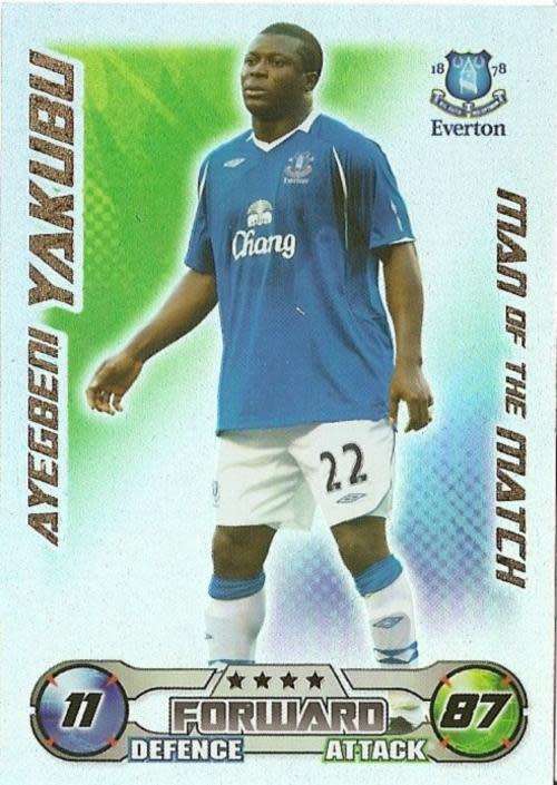 YAKUBU - TOPPS`MATCH ATTAX` 2008/09 - FOIL `M/MATCH` TRADING CARD