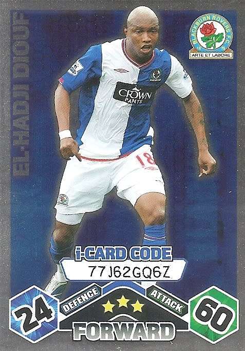 EL HADJI DIOUF (Blackburn) - TOPPS `MATCH ATTAX` 2009/10 - FOIL `I CARD` TRADING CARD