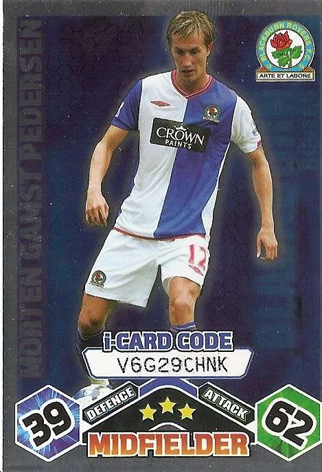 MORTEN G PEDERSEN (Blackburn) - TOPPS `MATCH ATTAX` 2009/10 - FOIL `I CARD` TRADING CARD