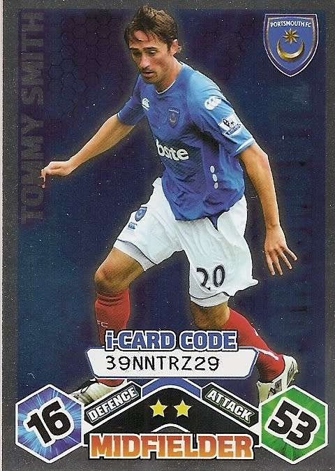 TOMMY SMITH (Portsmouth) - TOPPS `MATCH ATTAX` 2009/10 - FOIL `I CARD` TRADING CARD