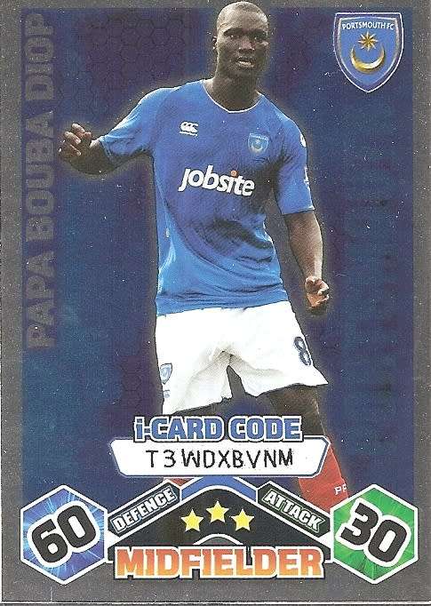 PAPA DIOP (Portsmouth) - TOPPS `MATCH ATTAX` 2009/10 - FOIL `I CARD` TRADING CARD