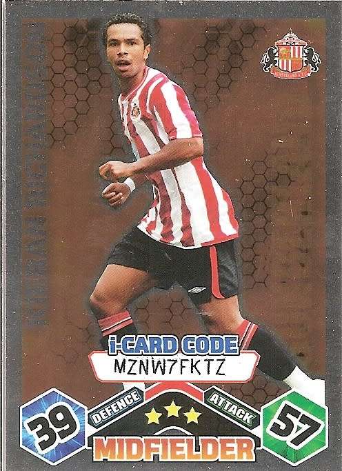 KIERAN RICHARDSON (Sunderland) - TOPPS `MATCH ATTAX` 2009/10 - FOIL `I CARD` TRADING CARD