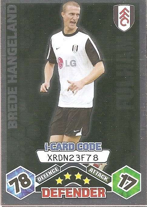 BREDE HANGELAND (Fulham) - TOPPS `MATCH ATTAX` 2009/10 - FOIL `I CARD` TRADING CARD