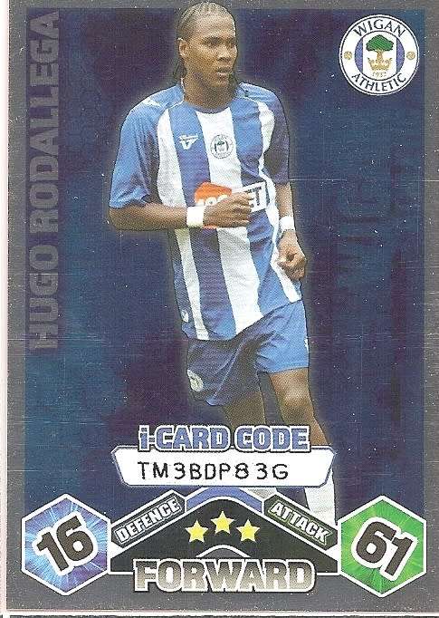 HUGO RODALLEGA (Wigan) - TOPPS `MATCH ATTAX` 2009/10 - FOIL `I CARD` TRADING CARD