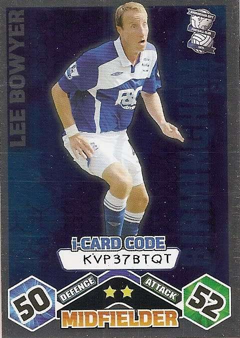 LEE BOWYER (Birmingham) - TOPPS `MATCH ATTAX` 2009/10 - FOIL `I CARD` TRADING CARD