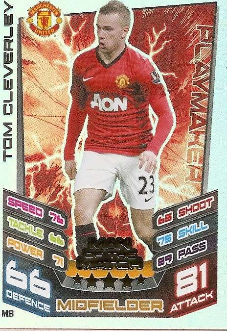 TOM CLEVERLEY - TOPPS MATCH ATTAX `EXTRA` 2013 -  `MAN of the MATCH` TRADING CARD