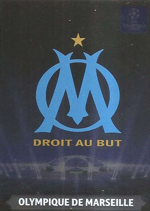 OLYMPIQUE DE MARSEILLE - PANINI `CHAMPIONS LEAGUE` 2013/2014 - FOIL `CLUB BADGE` TRADING CARD