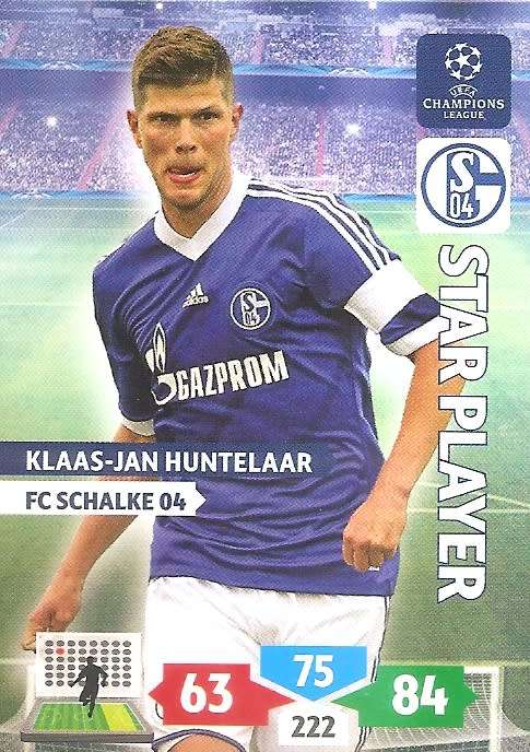 K J HUNTELAAR (Schalke) - PANINI `CHAMPIONS LEAGUE` 2013/14 - `STAR PLAYER` TRADING CARD