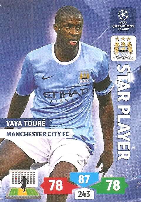 YAYA TOURE (Man. City) - PANINI `CHAMPIONS LEAGUE` 2013/14 - `STAR PLAYER` TRADING CARD