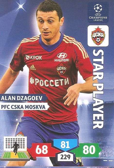 A. DZAGOEV (CSKA Moskva) - PANINI `CHAMPIONS LEAGUE` 2013/14 - `STAR PLAYER` TRADING CARD