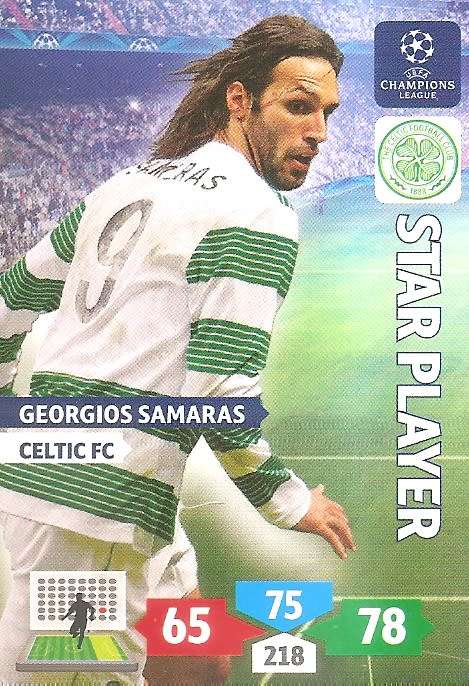 G. SAMARAS (Celtic) - PANINI `CHAMPIONS LEAGUE` 2013/14 - `STAR PLAYER` TRADING CARD