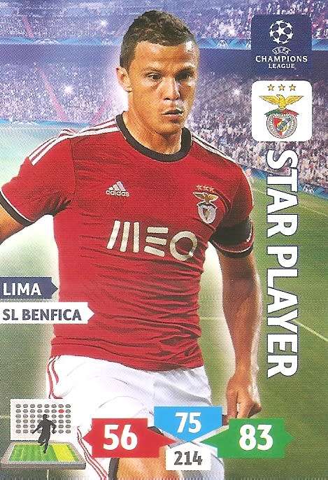 LIMA (Benfica) - PANINI `CHAMPIONS LEAGUE` 2013/14 - `STAR PLAYER` TRADING CARD