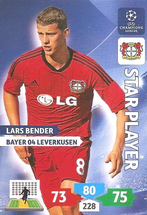 LARS BENDER (Leverkusen) - PANINI `CHAMPIONS LEAGUE` 2013/14 - `STAR PLAYER` TRADING CARD