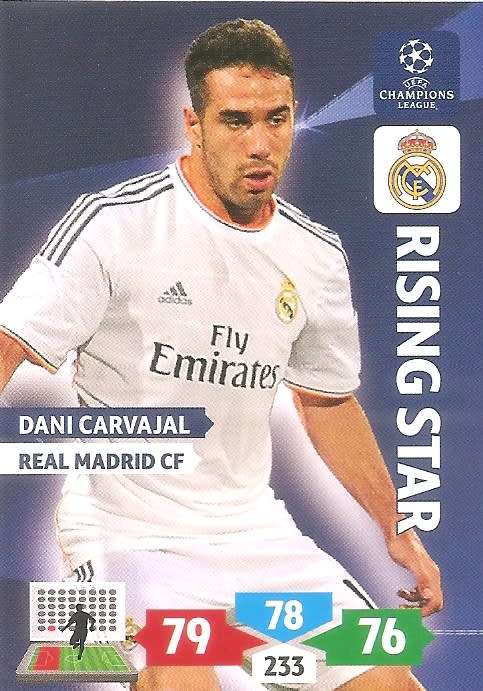 DANI CARVAJAL (Real Madrid) - PANINI `CHAMPIONS LEAGUE` 2013/14 - `RISING STAR` TRADING CARD