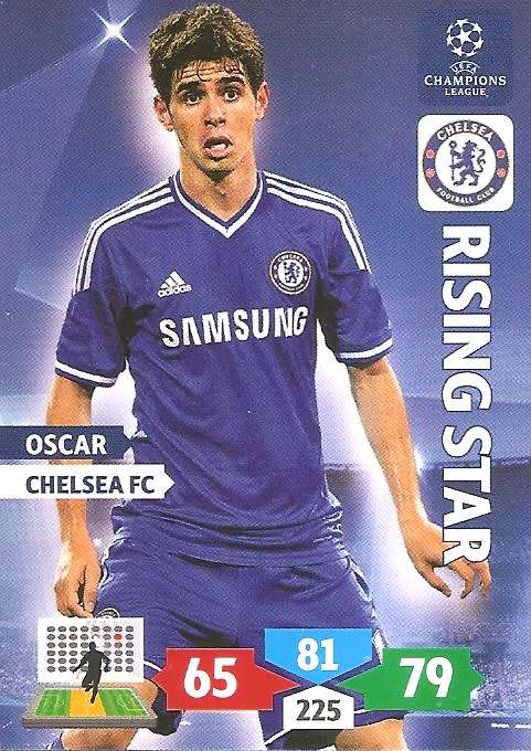 OSCAR (Chelsea) - PANINI `CHAMPIONS LEAGUE` 2013/14 - `RISING STAR` TRADING CARD