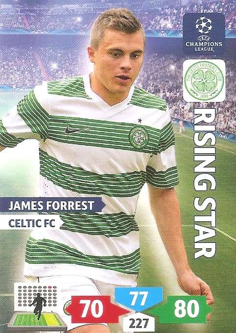 JAMES FORREST (Celtic) - PANINI `CHAMPIONS LEAGUE` 2013/14 - `RISING STAR` TRADING CARD