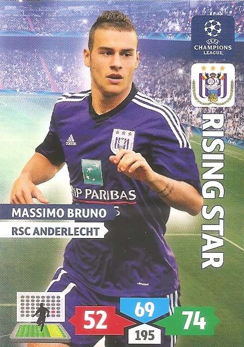 M. BRUNO (Anderlecht) - PANINI `CHAMPIONS LEAGUE` 2013/14 - `RISING STAR` TRADING CARD