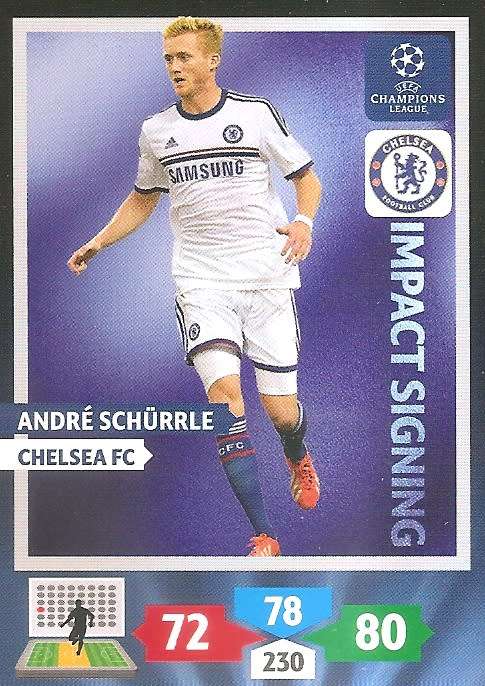 ANDRE SCHURLLE (Chelsea) - PANINI `CHAMPIONS LEAGUE` 2013/14 - `IMPACT SIGNING` TRADING CARD