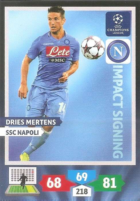 DRIES MEERTENS (Napoli) - PANINI `CHAMPIONS LEAGUE` 2013/14 - `IMPACT SIGNING` TRADING CARD