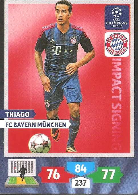 THIAGO (Bayern Munchen) - PANINI `CHAMPIONS LEAGUE` 2013/14 - `IMPACT SIGNING` TRADING CARD
