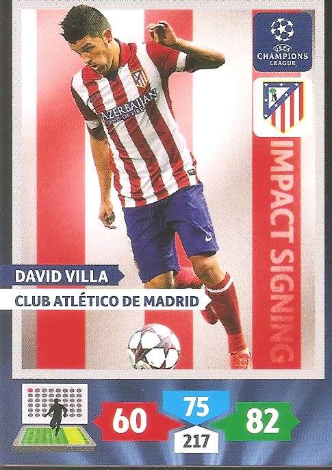 DAVID VILLA (A. Madrid) - PANINI `CHAMPIONS LEAGUE` 2013/14 - `IMPACT SIGNING` TRADING CARD