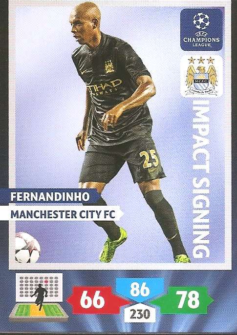 FERNANDINHO (Man. City) - PANINI `CHAMPIONS LEAGUE` 2013/14 - `IMPACT SIGNING` TRADING CARD
