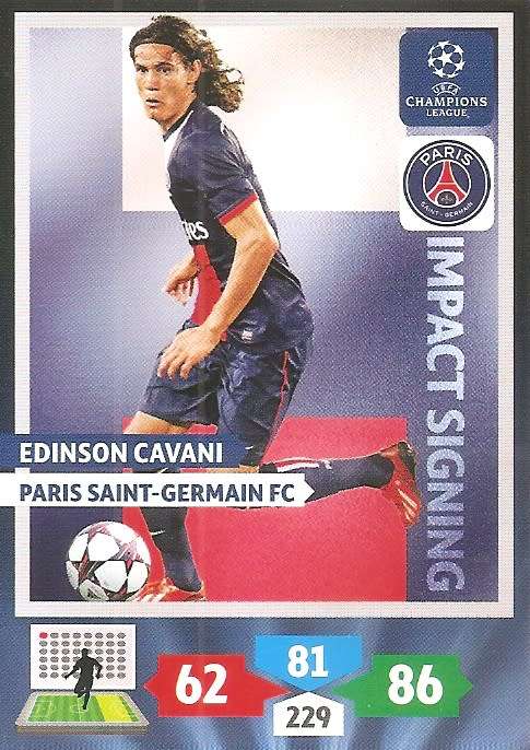 EDINSON CAVANI (PSG) - PANINI `CHAMPIONS LEAGUE` 2013/14 - `IMPACT SIGNING` TRADING CARD