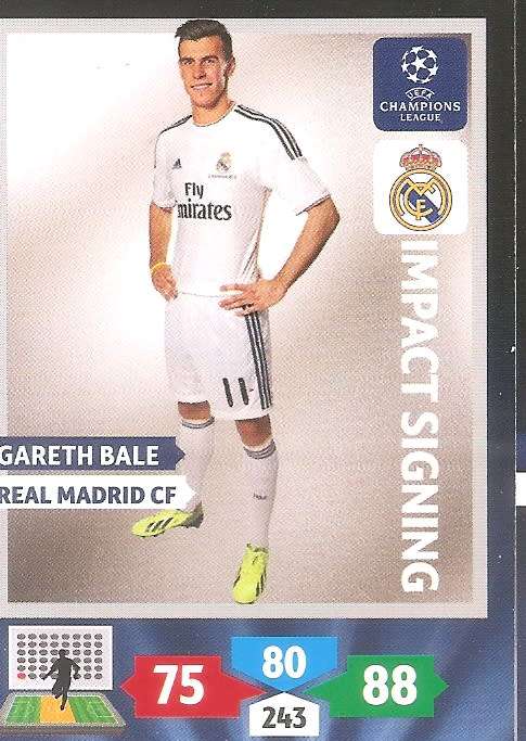 GARETH BALE (Real Madrid) - PANINI `CHAMPIONS LEAGUE` 2013/14 - `IMPACT SIGNING` TRADING CARD