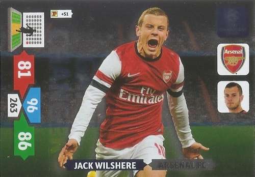 JACK WILSHIRE (Arsenal) - PANINI CHAMPIONS LEAGUE  2013/14 - RARE FOIL `GAME CHANGER` TRADING CARD