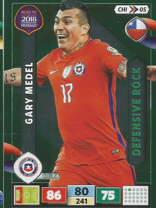 GARY MEDEL - PANINI `Road to WORLD CUP 2018` - `DEFENSIVE ROCK`  FOIL TRADING CARD