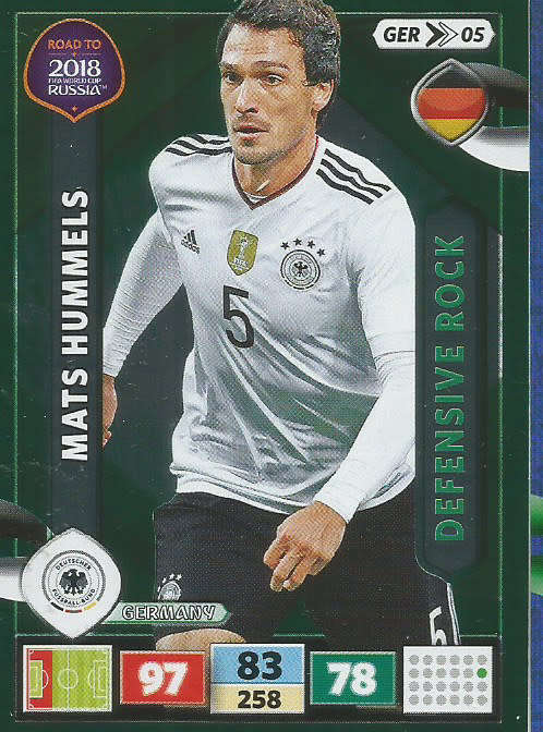 MATS HUMMELS - PANINI `Road to WORLD CUP 2018` - `DEFENSIVE ROCK`  FOIL TRADING CARD