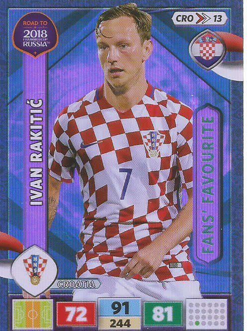 IVAN RAKITIC - PANINI `Road to WORLD CUP 2018` - `FANS FAVOURITE`  FOIL TRADING CARD
