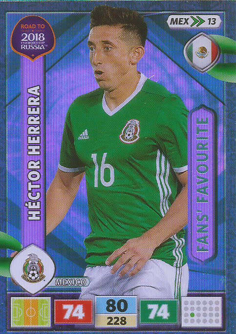 HECTOR HERRERA - PANINI `Road to WORLD CUP 2018` - `FANS FAVOURITE`  FOIL TRADING CARD